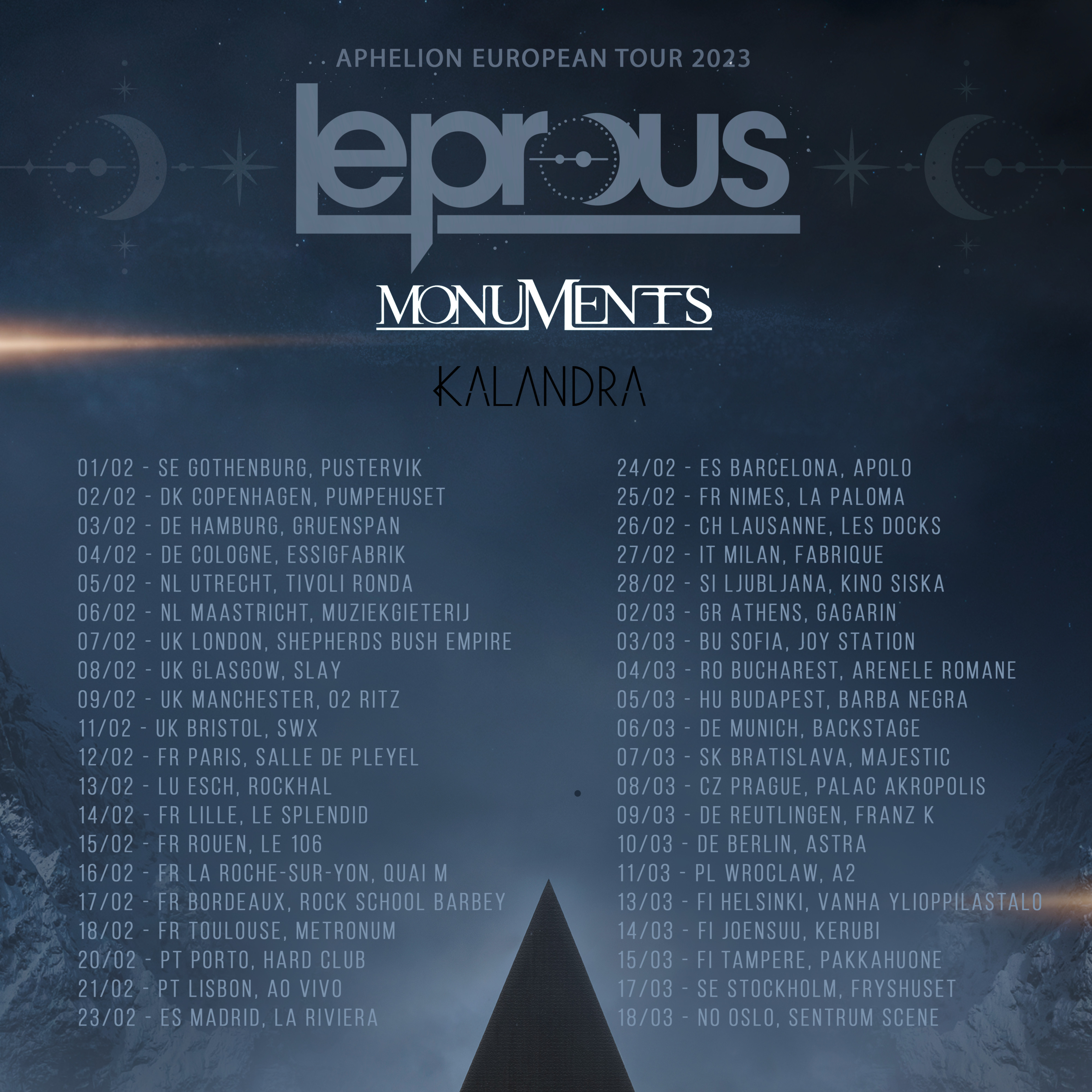 Leprous // Aphelion Tour 2023 feat. Monuments & Kalandra